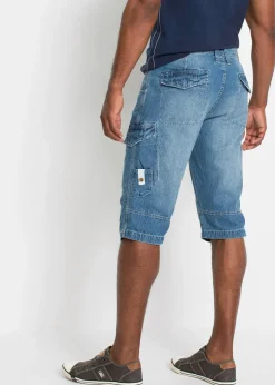 bonprix Bermuda long poches cargo en denim léger, coupe loose|Homme Shorts|Jeans