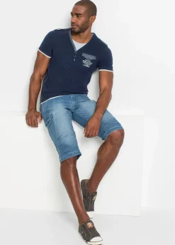 bonprix Bermuda long poches cargo en denim léger, coupe loose|Homme Shorts|Jeans