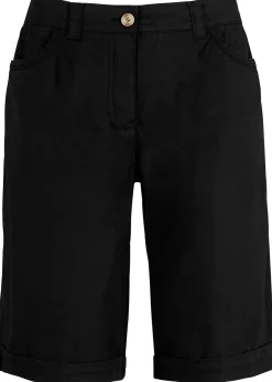 bonprix Bermuda paper touch en coton à taille confortable|Femme Shorts|Pantalons