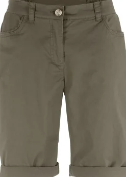 Femme bonprix Shorts|Pantalons|Bermuda paper touch en coton à taille confortable