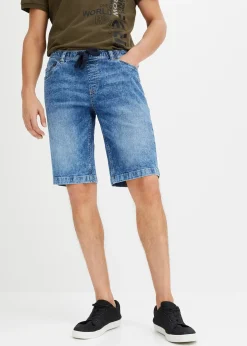bonprix Bermuda taille élastiquée en denim léger, slim|Homme Shorts|Pantalons