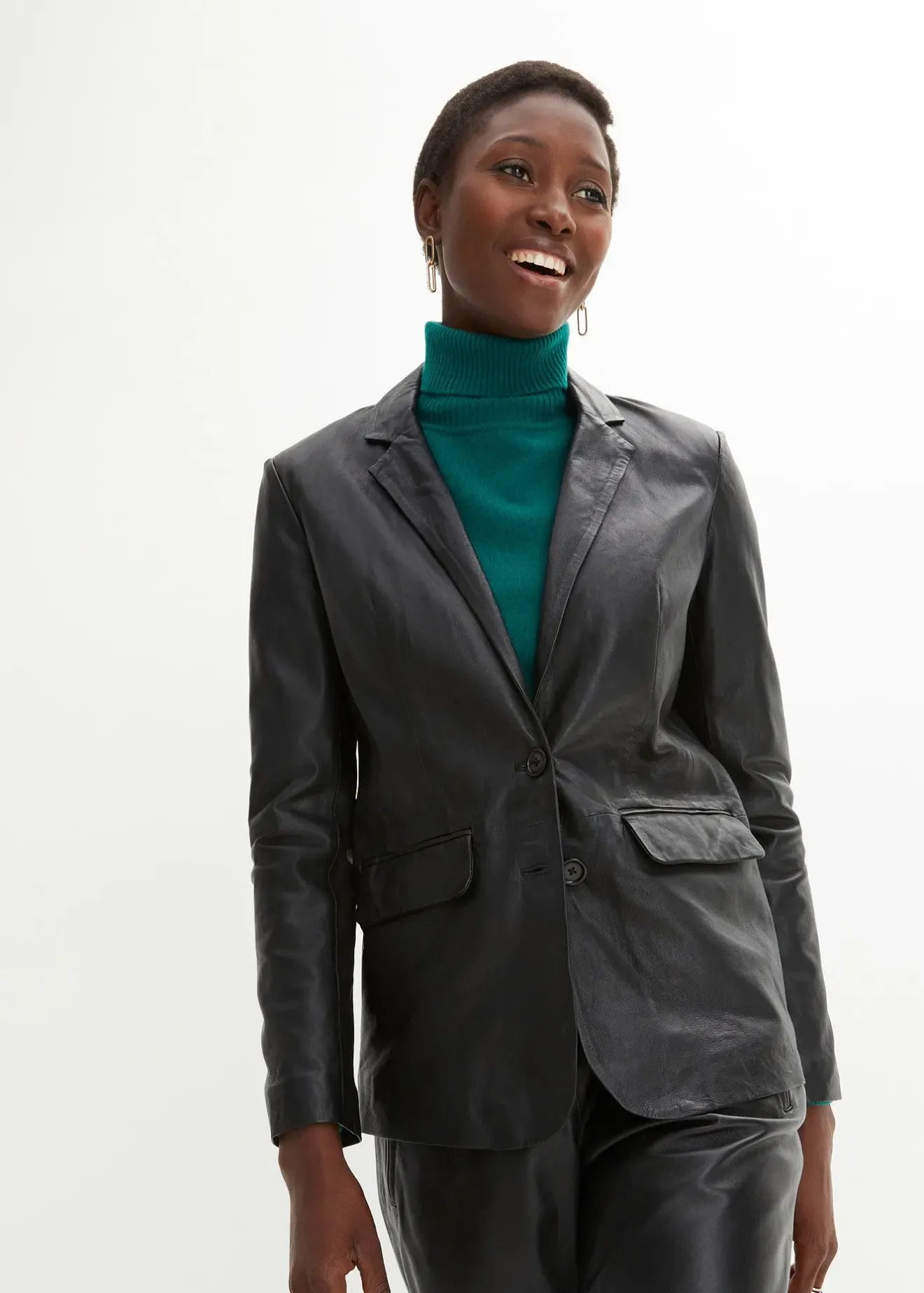 bonprix Blazer en cuir d’agneau nappa|Femme Premium|Blazers