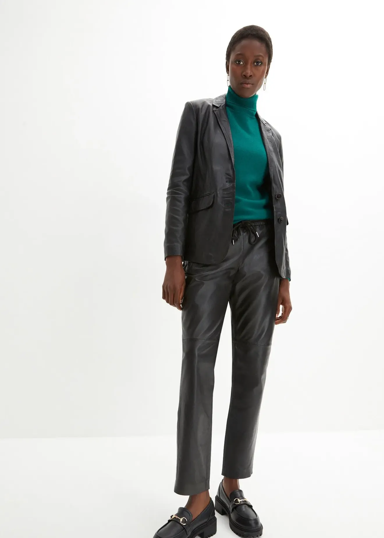 bonprix Blazer en cuir d’agneau nappa|Femme Premium|Blazers