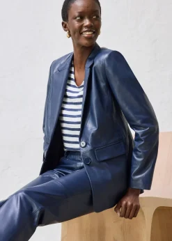 Femme bonprix Premium|Blazers|Blazer en cuir d’agneau nappa