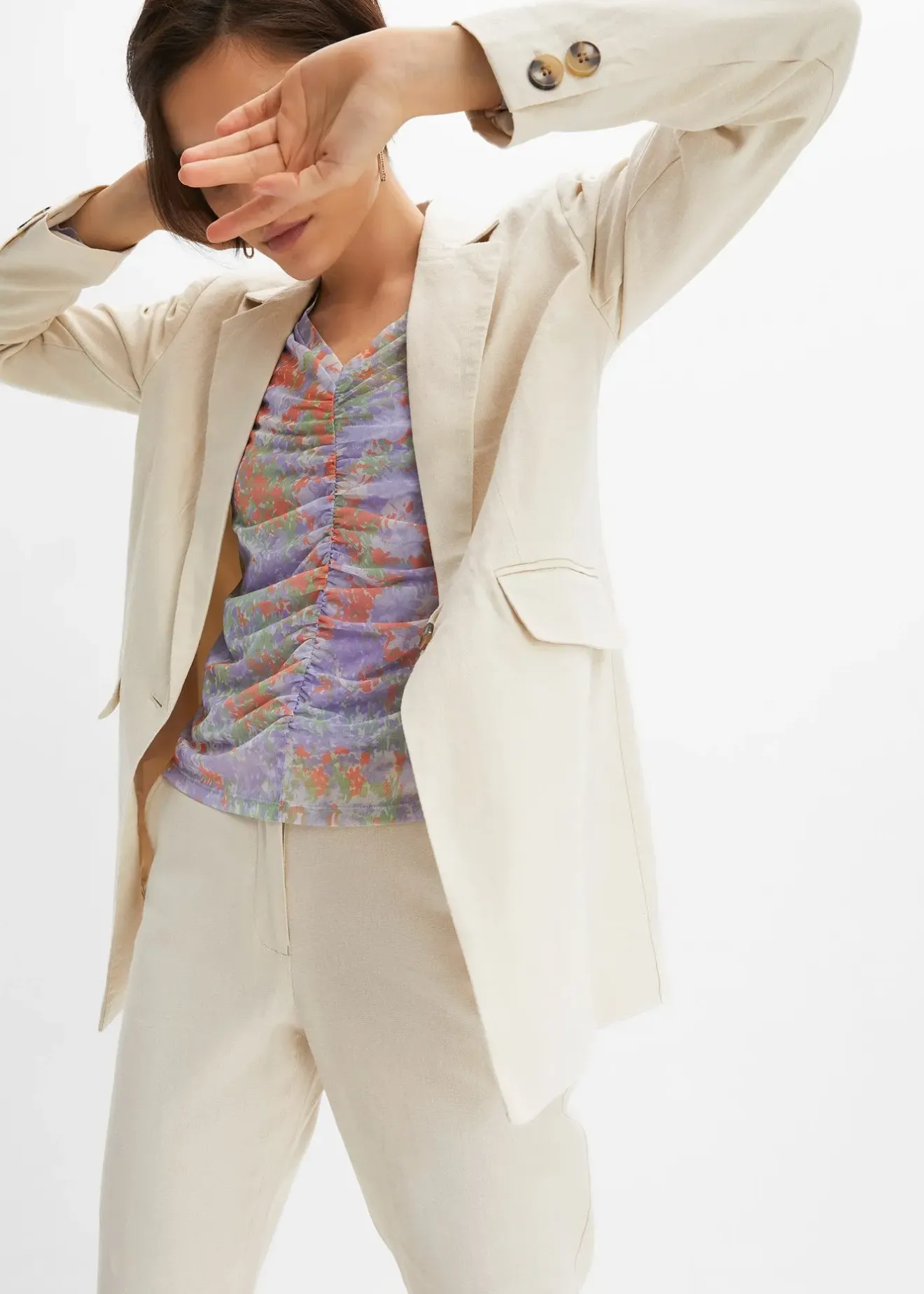 Femme bonprix Blazers|Blazer long en lin et viscose