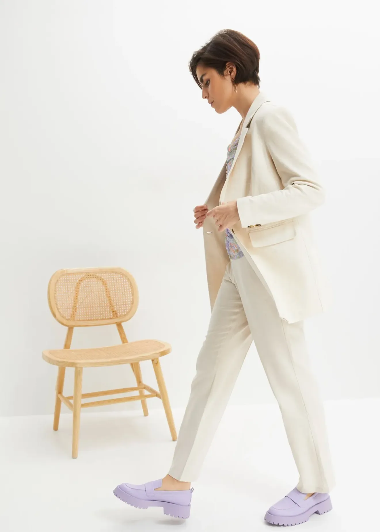 Femme bonprix Blazers|Blazer long en lin et viscose