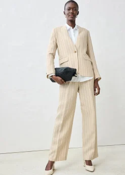 bonprix Blazer sans col 100% lin|Femme Premium|Blazers