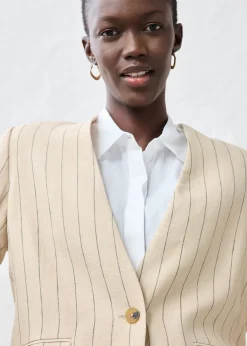 bonprix Blazer sans col 100% lin|Femme Premium|Blazers