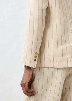 bonprix Blazer sans col 100% lin|Femme Premium|Blazers