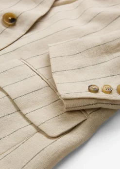 bonprix Blazer sans col 100% lin|Femme Premium|Blazers