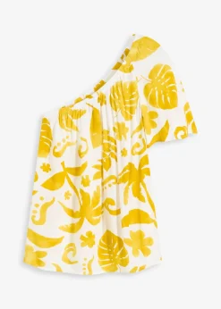 bonprix Blouse à encolure asymétrique en viscose texturée|Femme Chemisiers