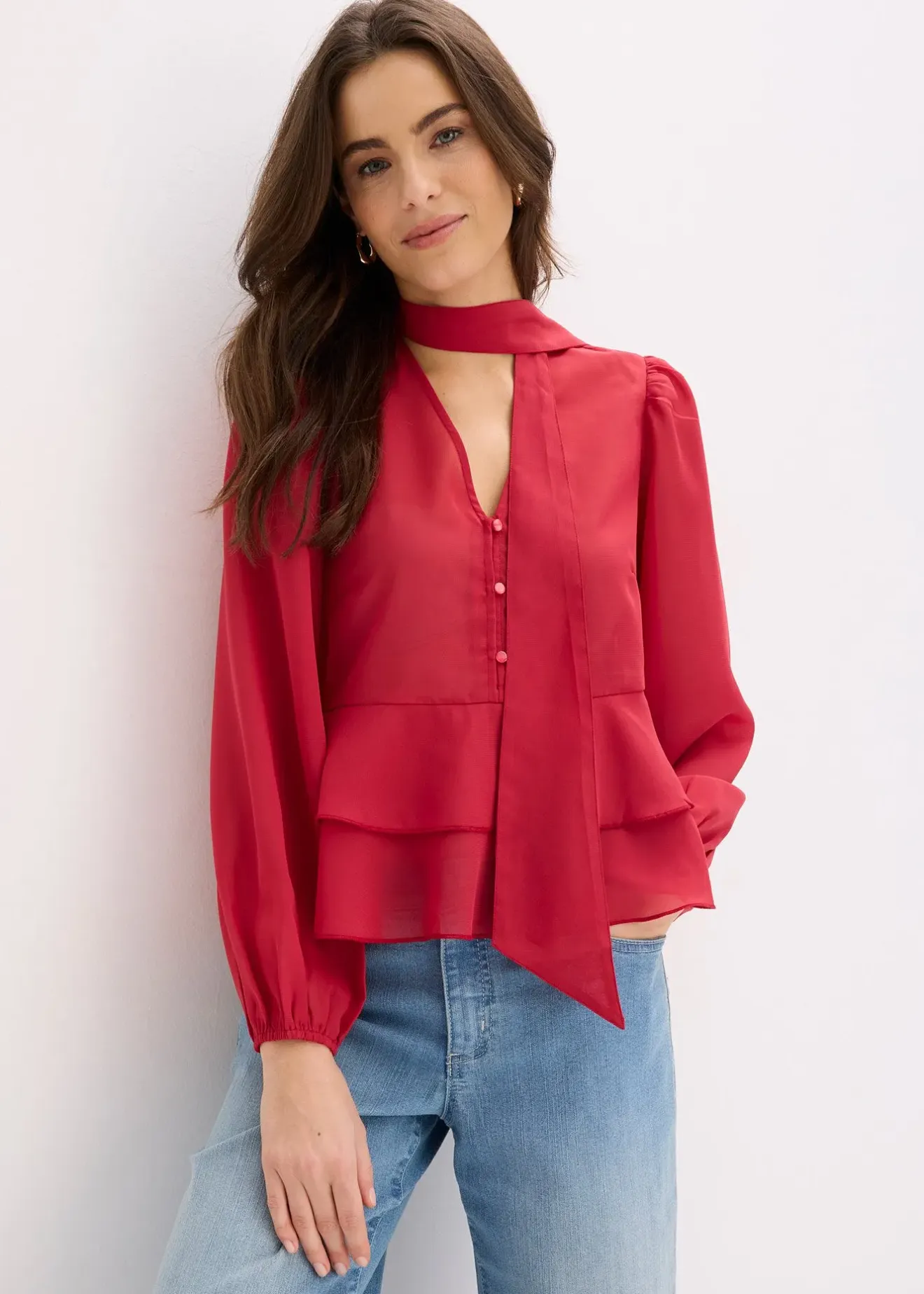 bonprix Blouse à lavallière|Femme Chemisiers