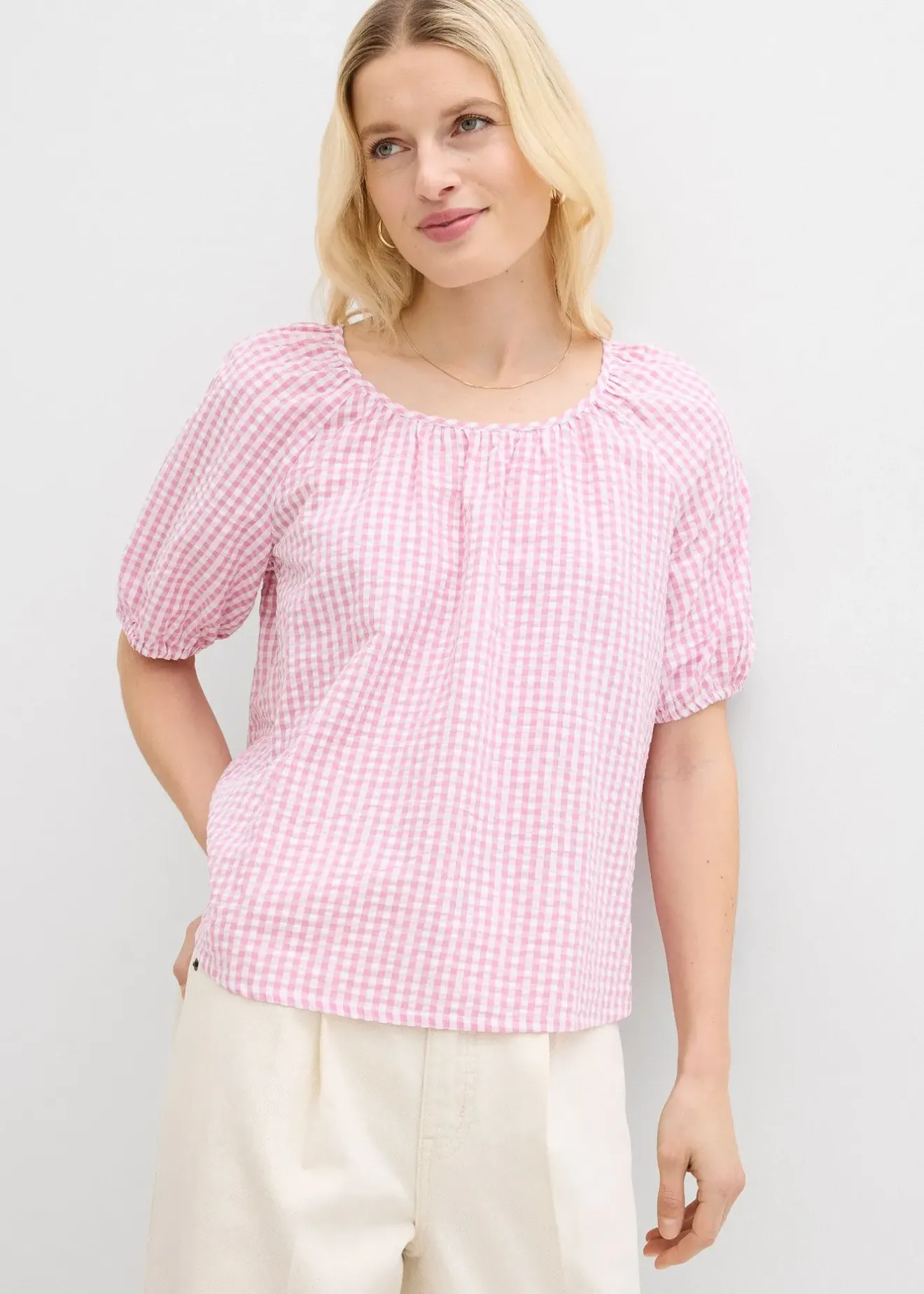 bonprix Blouse à manches courtes 100% coton|Femme Chemisiers