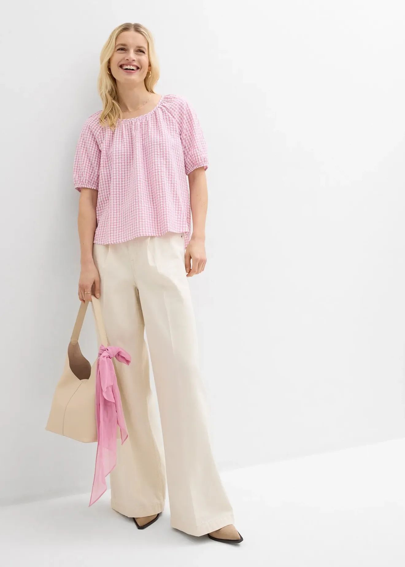 bonprix Blouse à manches courtes 100% coton|Femme Chemisiers