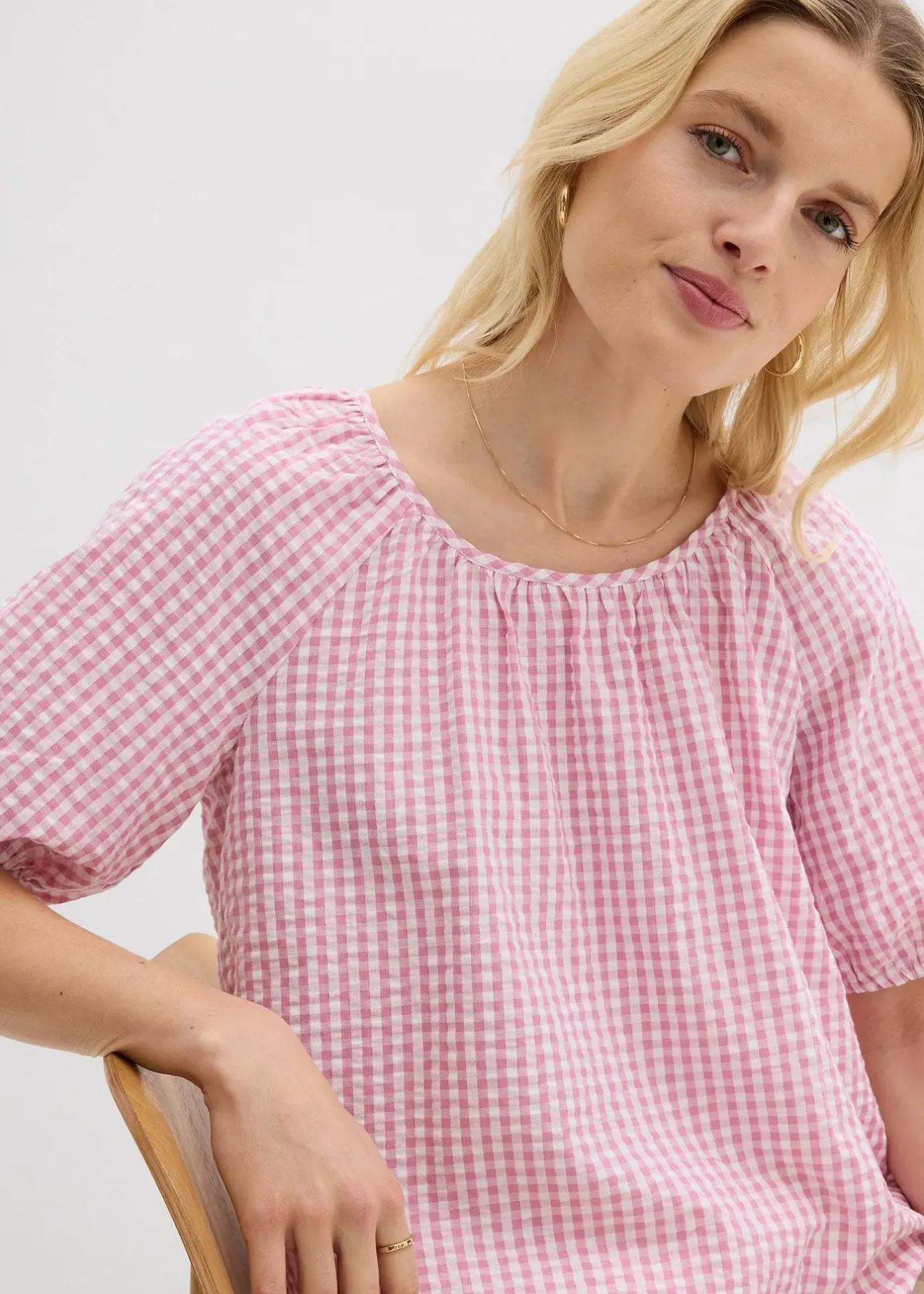 bonprix Blouse à manches courtes 100% coton|Femme Chemisiers