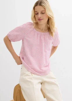 bonprix Blouse à manches courtes 100% coton|Femme Chemisiers