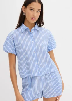 bonprix Blouse à manches courtes 100% coton|Femme Chemisiers