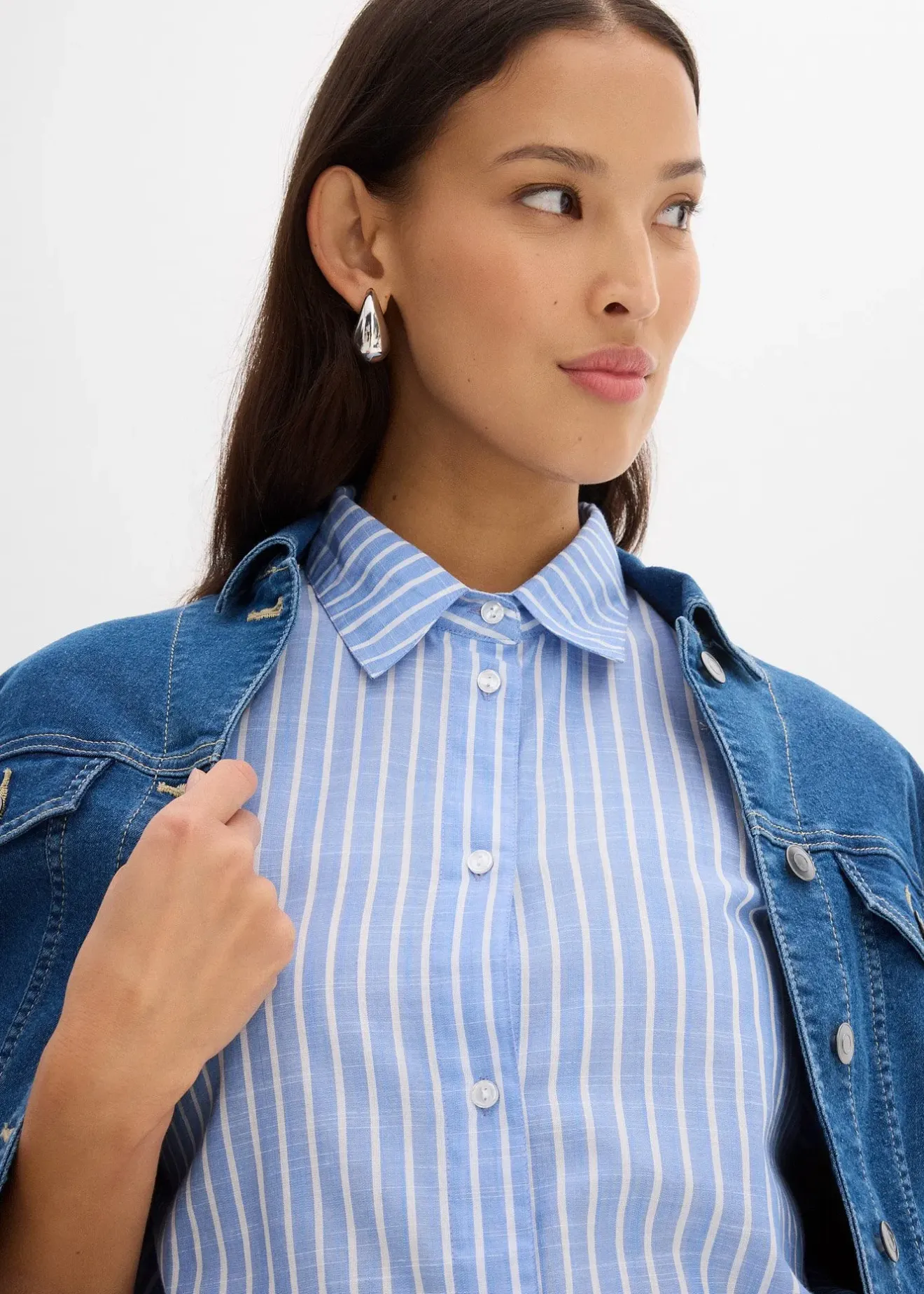 bonprix Blouse à manches courtes 100% coton|Femme Chemisiers