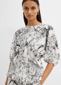Femme bonprix Chemisiers|Blouse à manches courtes 100% coton