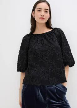 bonprix Blouse à motif floral texturé|Femme Chemisiers