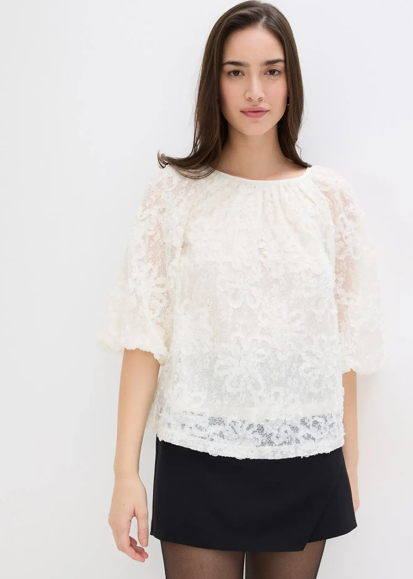 bonprix Blouse à motif floral texturé|Femme Chemisiers