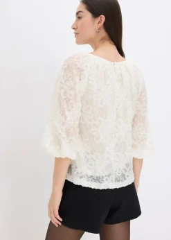 bonprix Blouse à motif floral texturé|Femme Chemisiers
