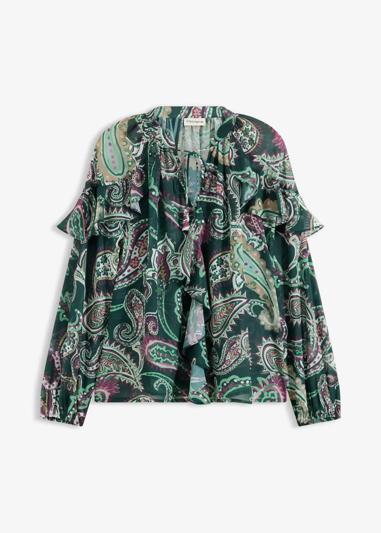 bonprix Blouse à volants|Femme Chemisiers