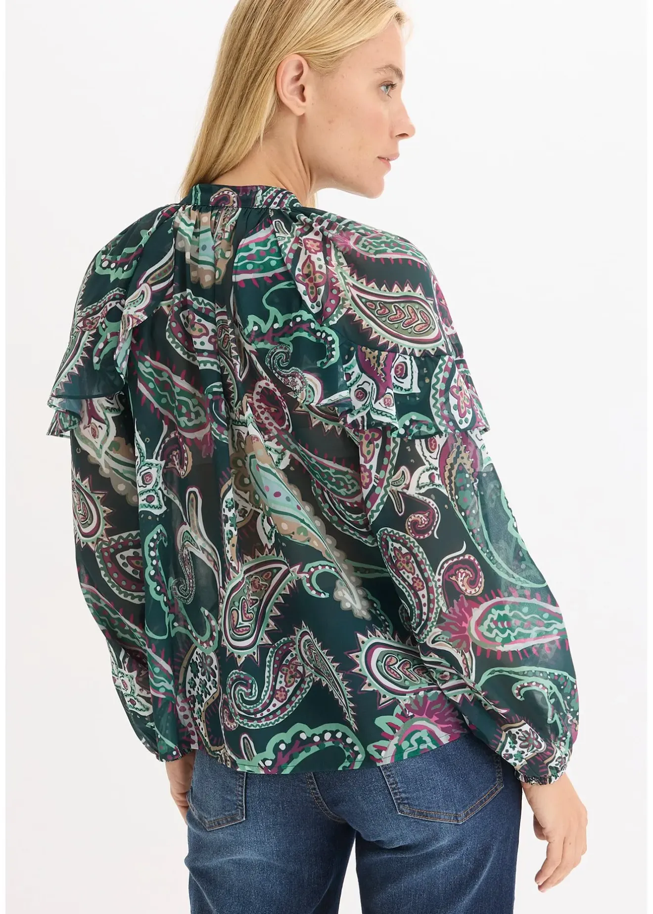 bonprix Blouse à volants|Femme Chemisiers