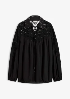 bonprix Blouse ample à dentelle|Femme Mode Festive|Chemisiers