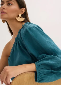 Femme bonprix Chemisiers|Blouse asymétrique en lin mélangé