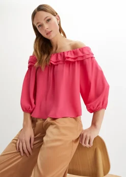 bonprix Blouse Carmen en polyester|Femme Chemisiers