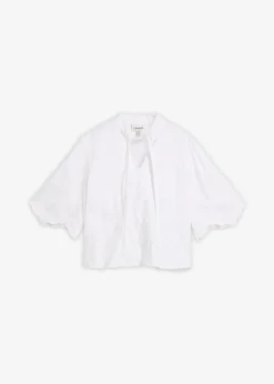 bonprix Blouse courte à broderies anglaises|Femme Chemisiers