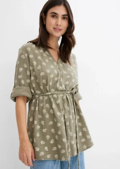 bonprix Blouse de grossesse et d’allaitement en gaze 100% coton|Femme Femme Enceinte