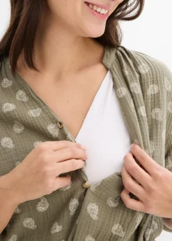 bonprix Blouse de grossesse et d’allaitement en gaze 100% coton|Femme Femme Enceinte