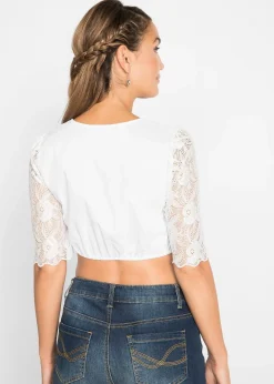 bonprix Blouse Dirndl avec manches en dentelle|Femme Chemisiers