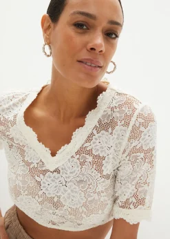 Femme bonprix Chemisiers|Blouse Dirndl en dentelle avec bouton