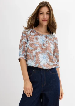 bonprix Blouse en fine viscose mélangée|Femme Chemisiers