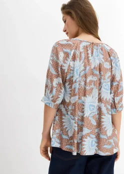 bonprix Blouse en fine viscose mélangée|Femme Chemisiers