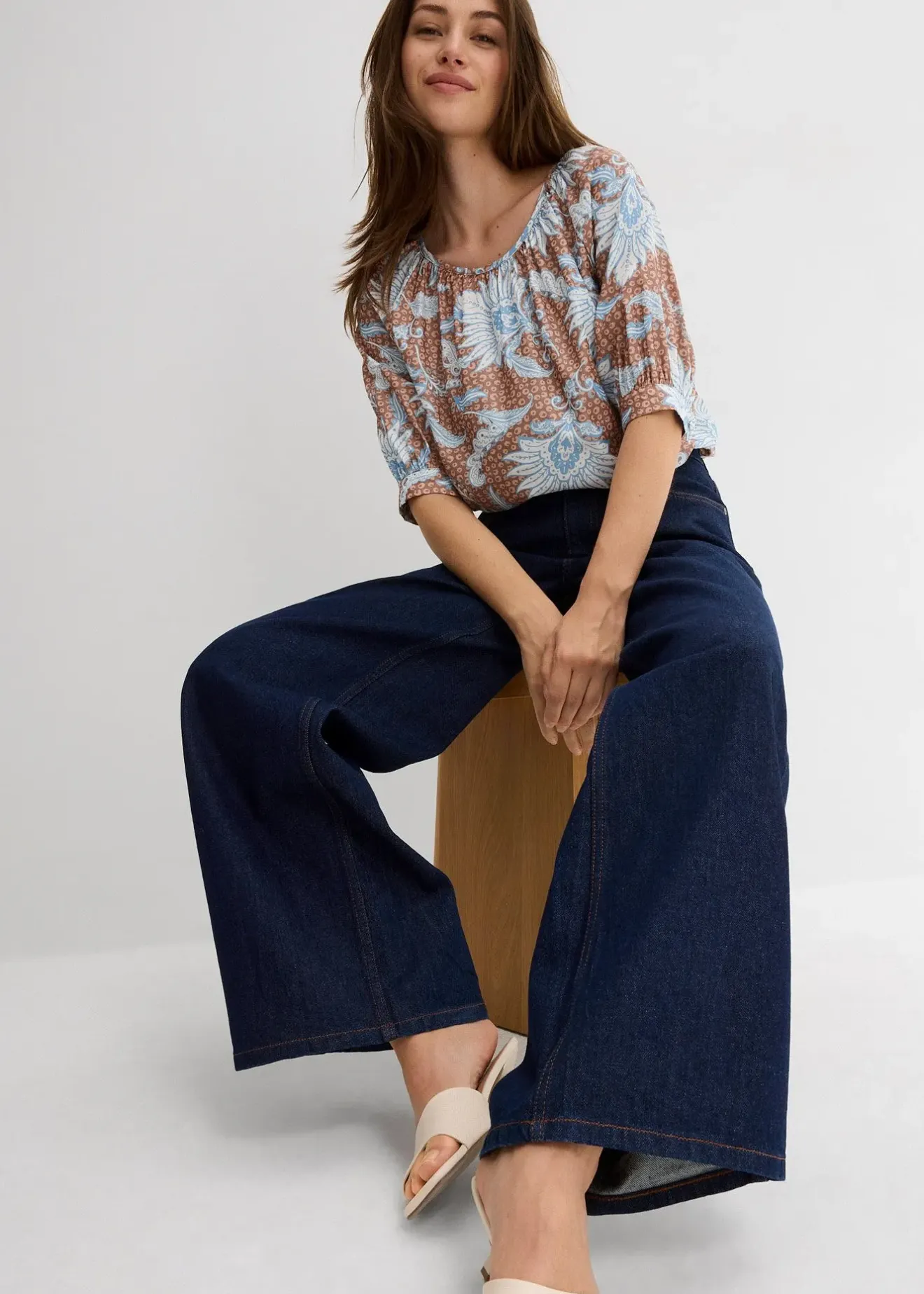 bonprix Blouse en fine viscose mélangée|Femme Chemisiers