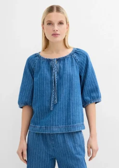 bonprix Blouse en jean, coton|Femme Chemisiers