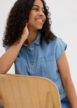 bonprix Blouse en jean, coton fluide|Enfant Vêtements Enfant|Filles 9-16 Ans·T-Shirts & Chemisiers