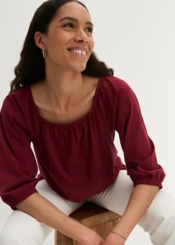 bonprix Blouse en jersey 100% coton|Femme T-Shirts & Tops