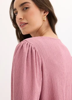 bonprix Blouse en jersey crêpe texturé|Femme T-Shirts & Tops