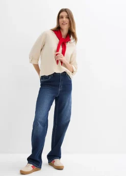 Femme bonprix Chemisiers|Blouse en lin mélangé, manches 3/4