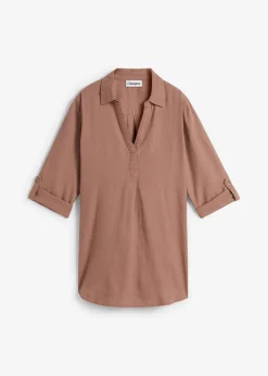Femme bonprix Chemisiers|Blouse en lin mélangé, manches 3/4