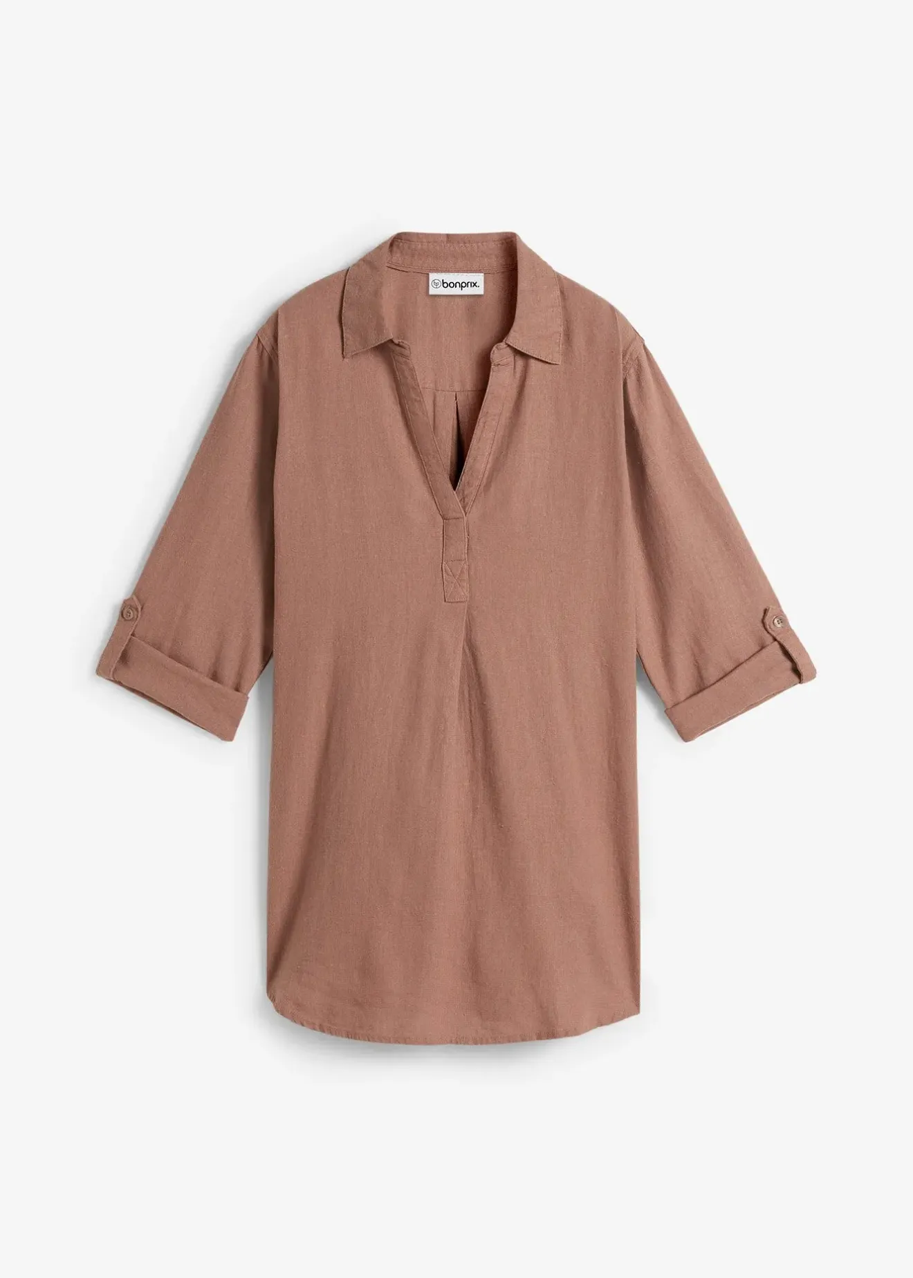 Femme bonprix Chemisiers|Blouse en lin mélangé, manches 3/4