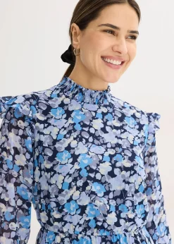 bonprix Blouse en mousseline à col montant|Femme Tailles Petite|Robes