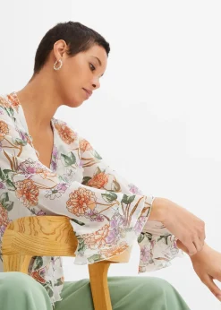 bonprix Blouse en mousseline à volants|Femme Chemisiers