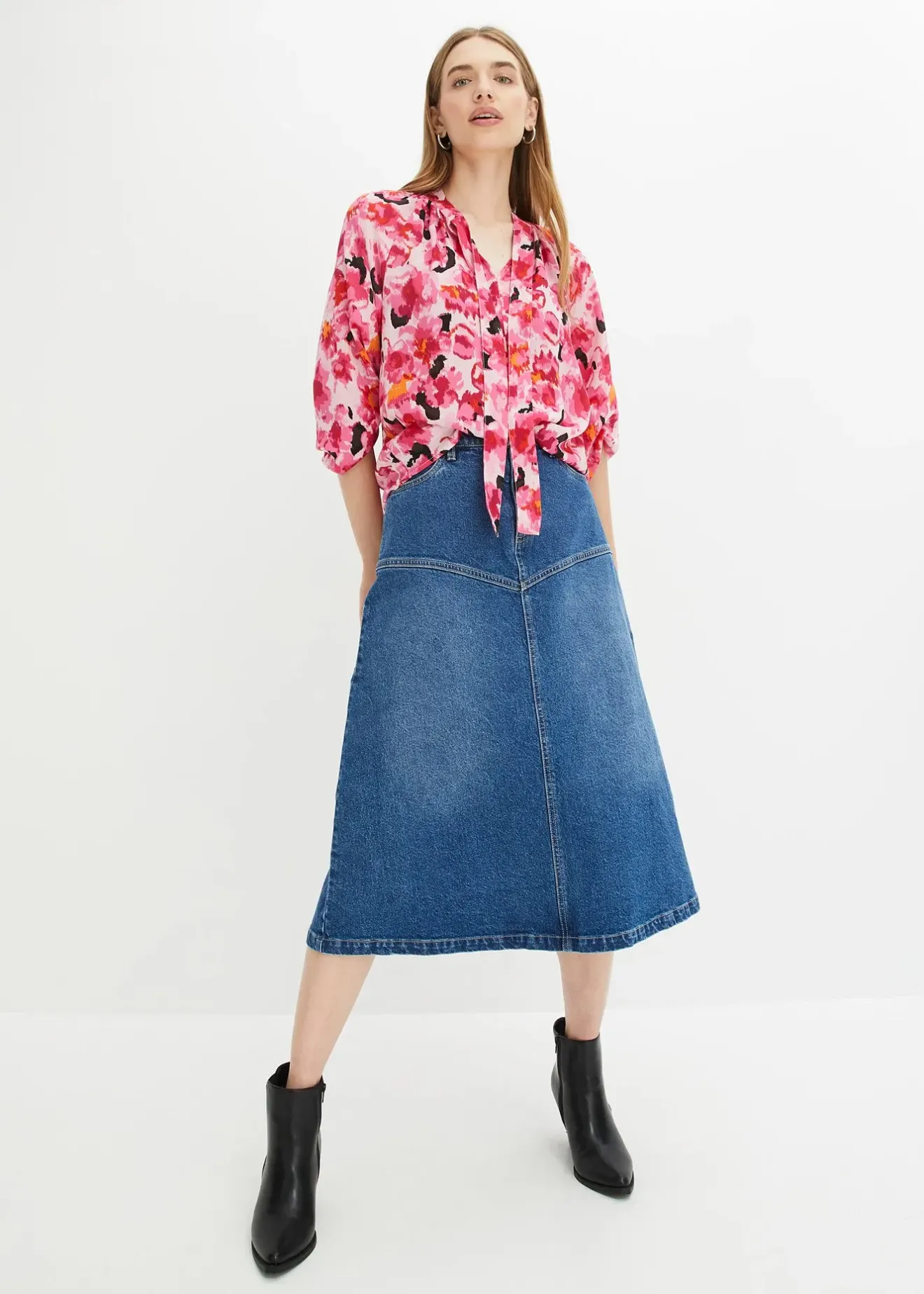 Femme bonprix Chemisiers|Blouse en mousseline avec lavallière