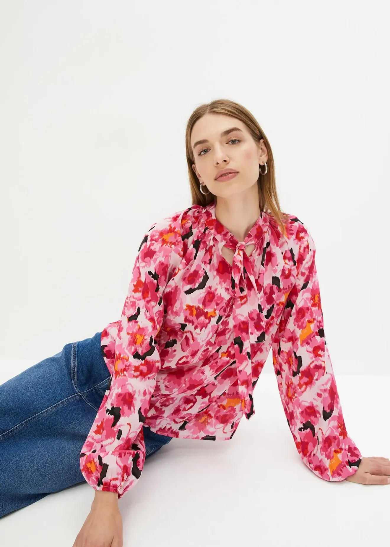 Femme bonprix Chemisiers|Blouse en mousseline avec lavallière